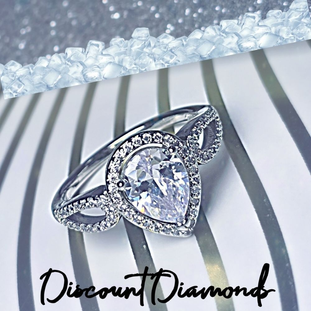 Clear White Diamond Cocktail Ring & Clear White Baguette Diamonds on 925 Silver
